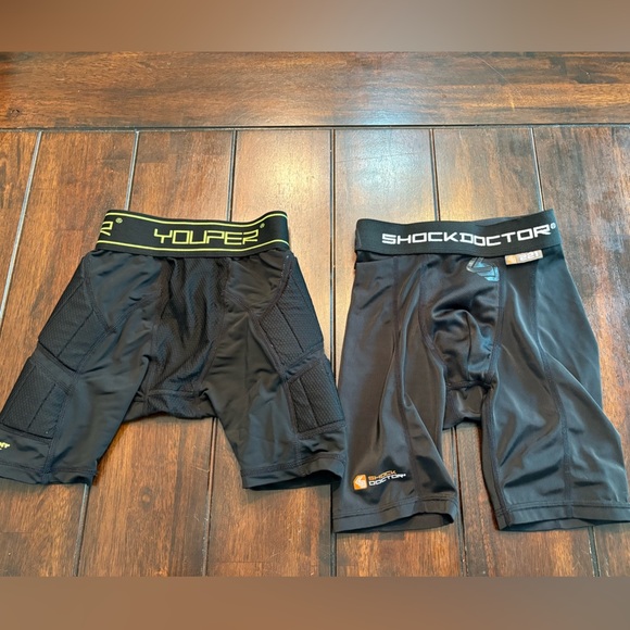 2 Pair Black Compression/Sliding Shorts Set (Youper/Shock Doctor) - Picture 1 of 2